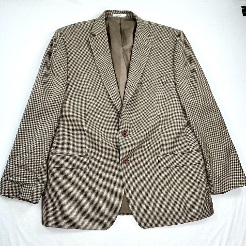 Lauren Ralph Lauren Blazer Mens 48R Silk Wool Houndstooth Single Vent